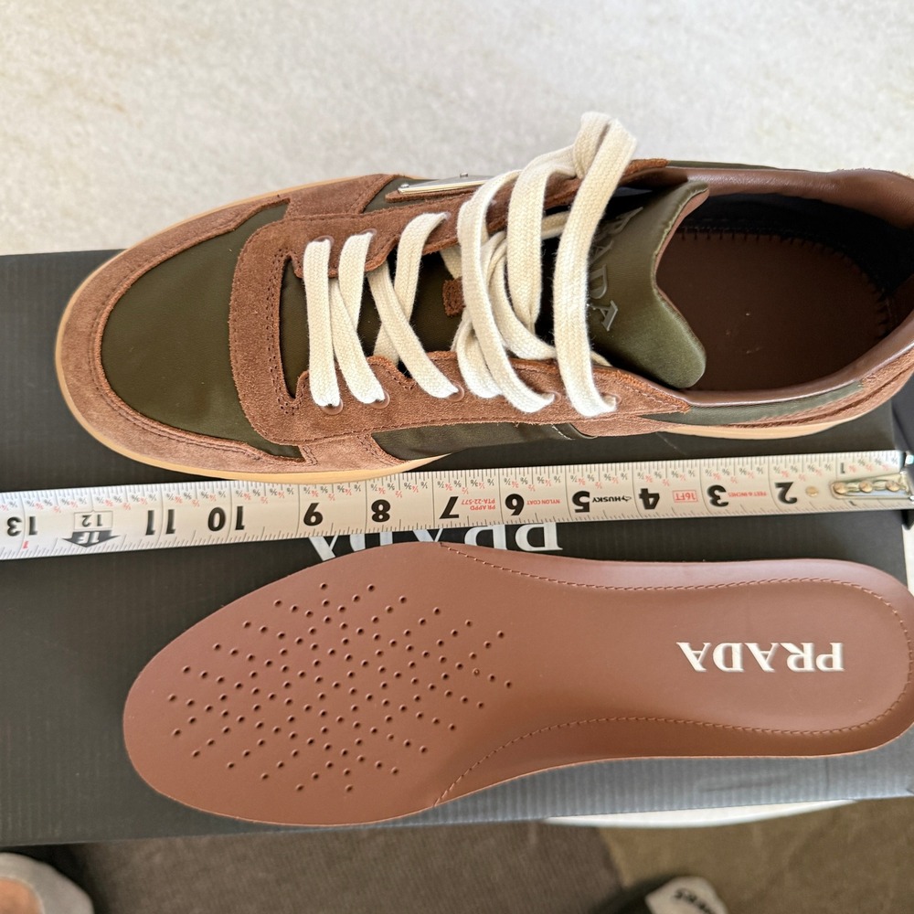 Prada Milano 2EE364 Men Brown/Green Suede Fabric Downtown Sneakers shoes UK 9 - Picture 6 of 16